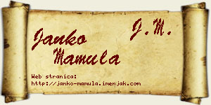 Janko Mamula vizit kartica